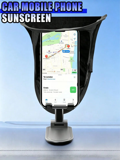 Car Phone Sunshade (Excluding Phone Holder), Vertical Dashboard Phone Sunshade, Phone Heat Insulation Cover, Foldable Anti-Glare Phone Sunshade Umbrella, Universal High-Elastic Frame Car Smartphone He