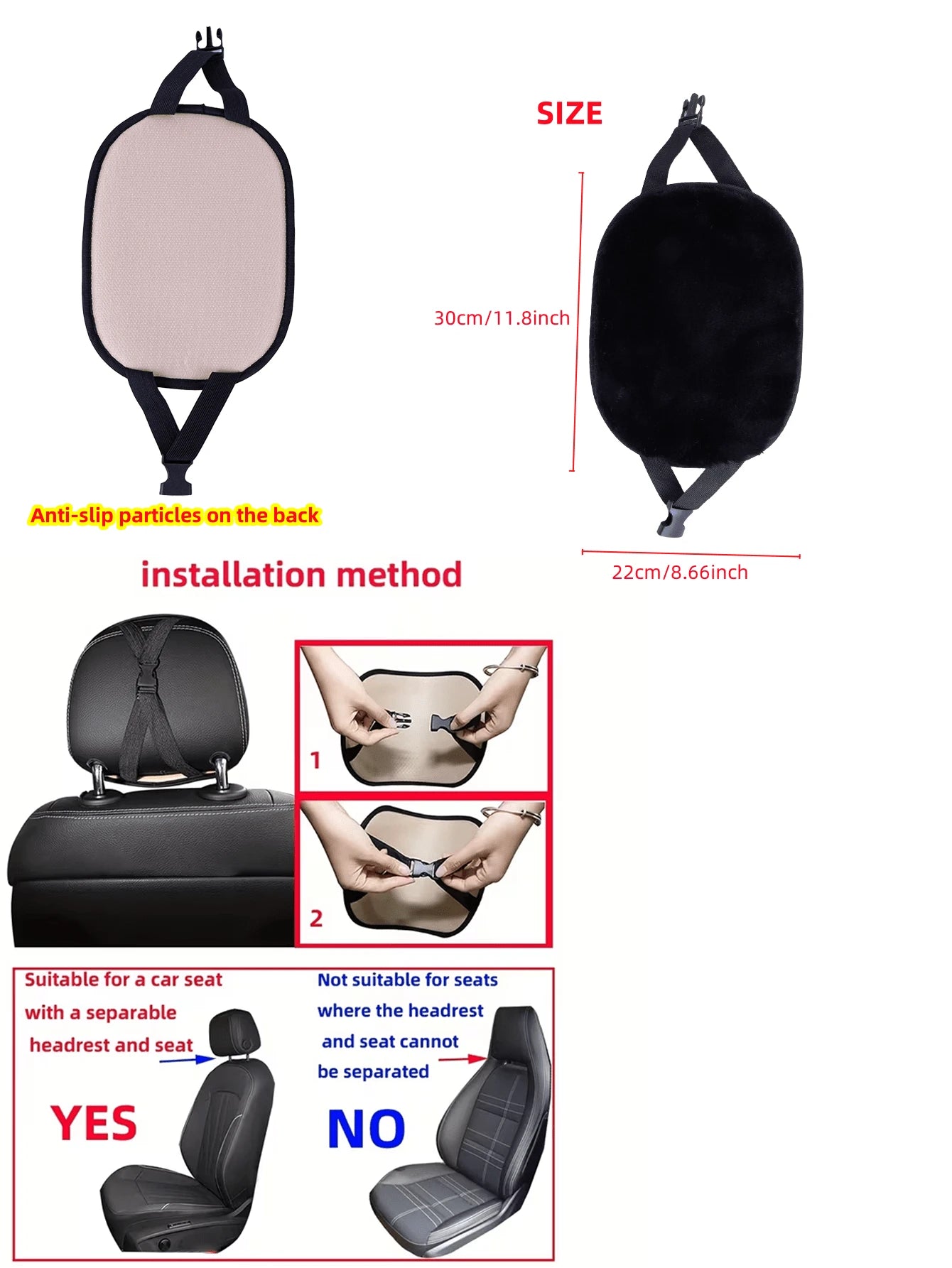 Car Plush Pillowcase Anti Slip And Warm All Year Round Universal