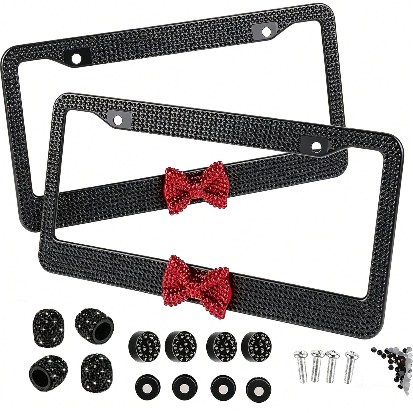 Car Rhinestone License Plate Frame, Bling License Plate Frame, Cute Car Accessories, Shiny Rhinestones Premium Licenses Plates Holder