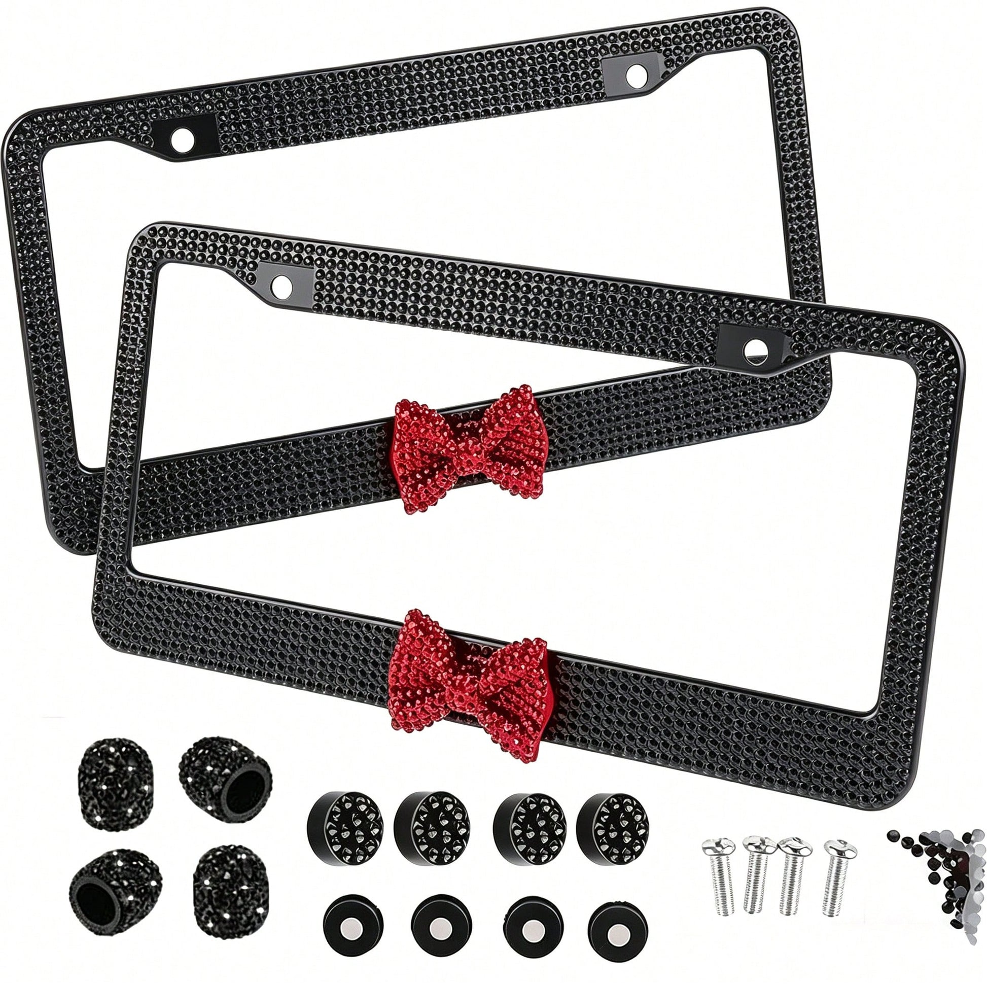 Car Rhinestone License Plate Frame, Bling License Plate Frame, Cute Car Accessories, Shiny Rhinestones Premium Licenses Plates Holder