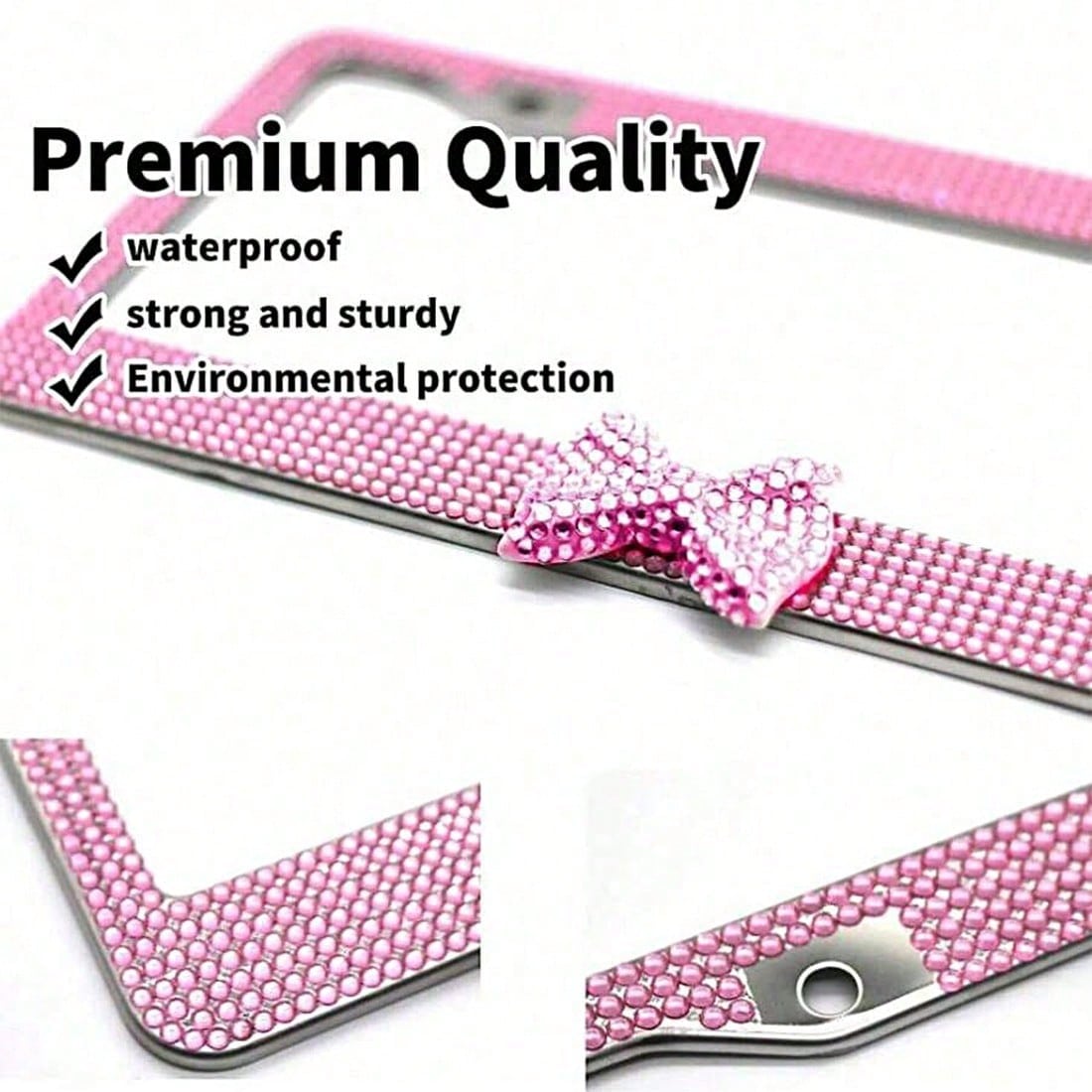 Car Rhinestone License Plate Frame, Bling License Plate Frame, Cute Car Accessories, Shiny Rhinestones Premium Licenses Plates Holder