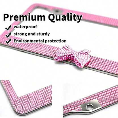 Car Rhinestone License Plate Frame, Bling License Plate Frame, Cute Car Accessories, Shiny Rhinestones Premium Licenses Plates Holder
