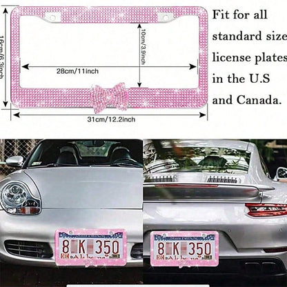 Car Rhinestone License Plate Frame, Bling License Plate Frame, Cute Car Accessories, Shiny Rhinestones Premium Licenses Plates Holder