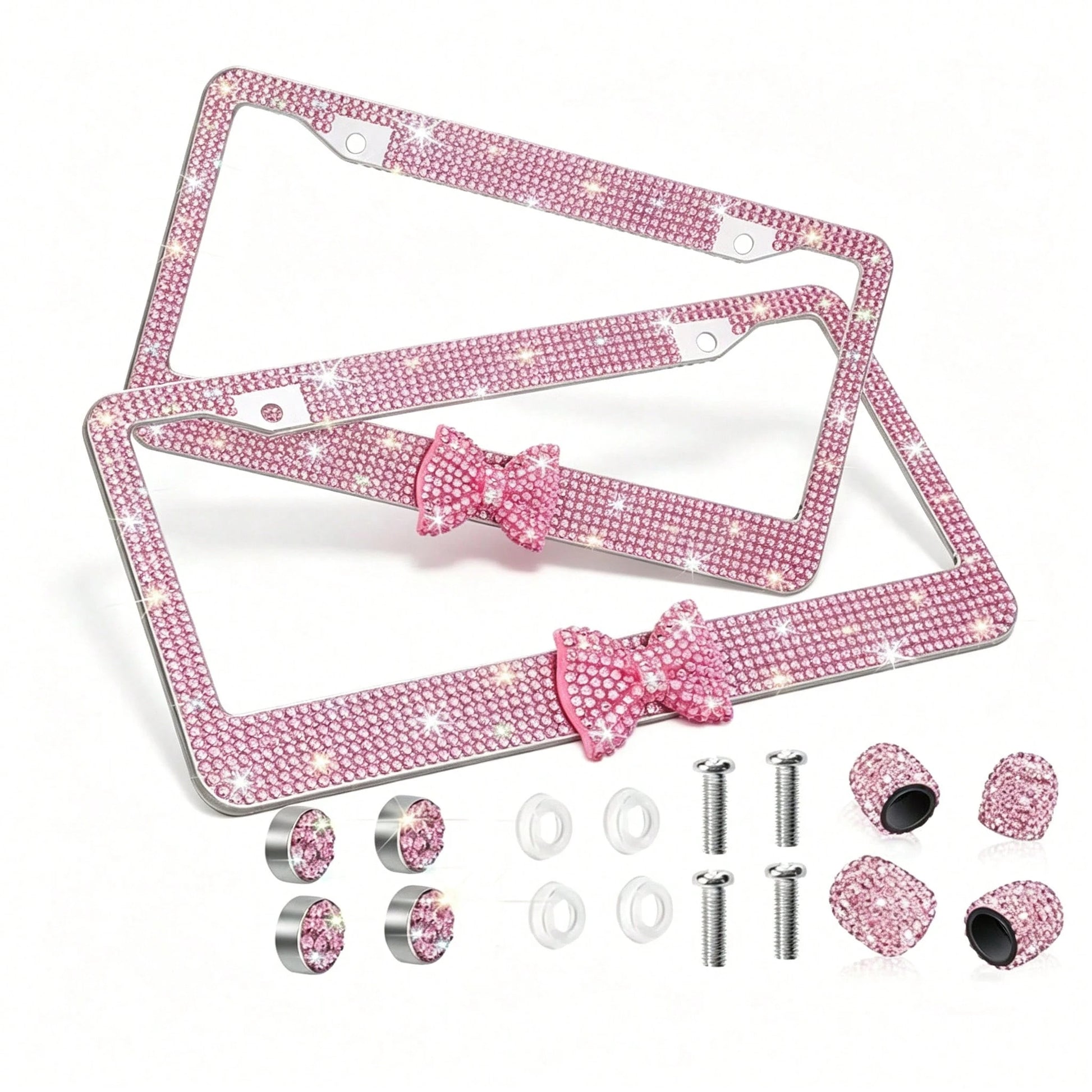 Car Rhinestone License Plate Frame, Bling License Plate Frame, Cute Car Accessories, Shiny Rhinestones Premium Licenses Plates Holder