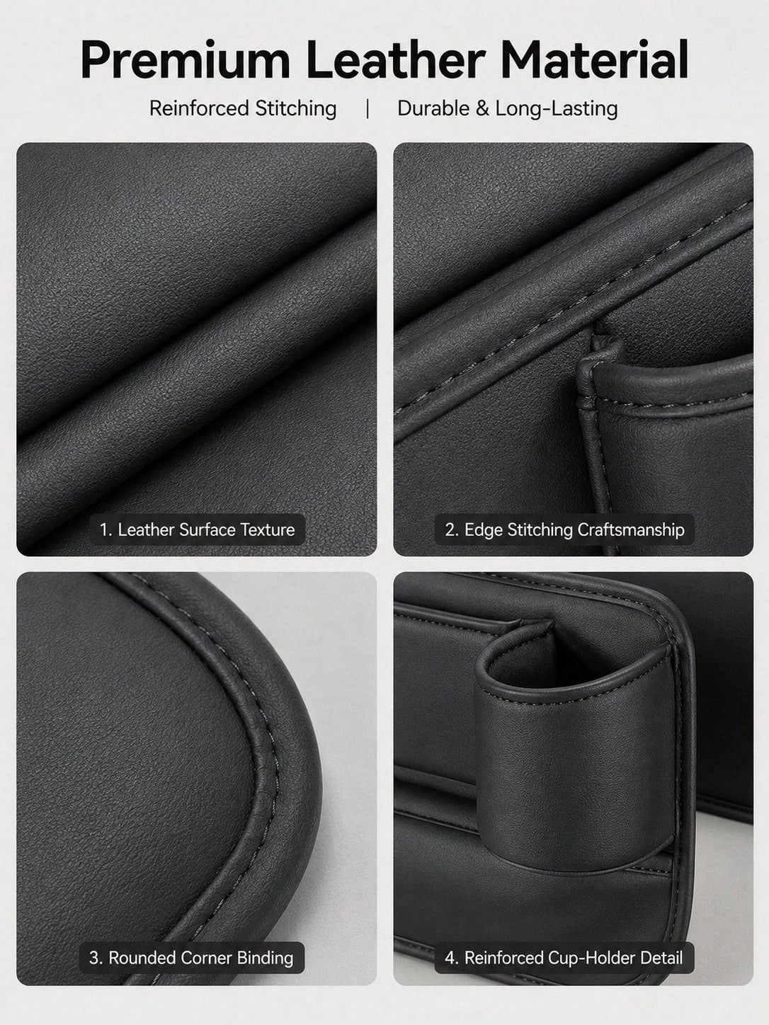 Car Seat Anti-Drop Storage Box, Premium Leather Center Console Organizer, Convenient Access For Phone/Keys, Universal Fit For Cars, SUVs, Trucks, Multi-Functional Essential Storage Box