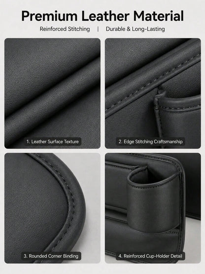Car Seat Anti-Drop Storage Box, Premium Leather Center Console Organizer, Convenient Access For Phone/Keys, Universal Fit For Cars, SUVs, Trucks, Multi-Functional Essential Storage Box