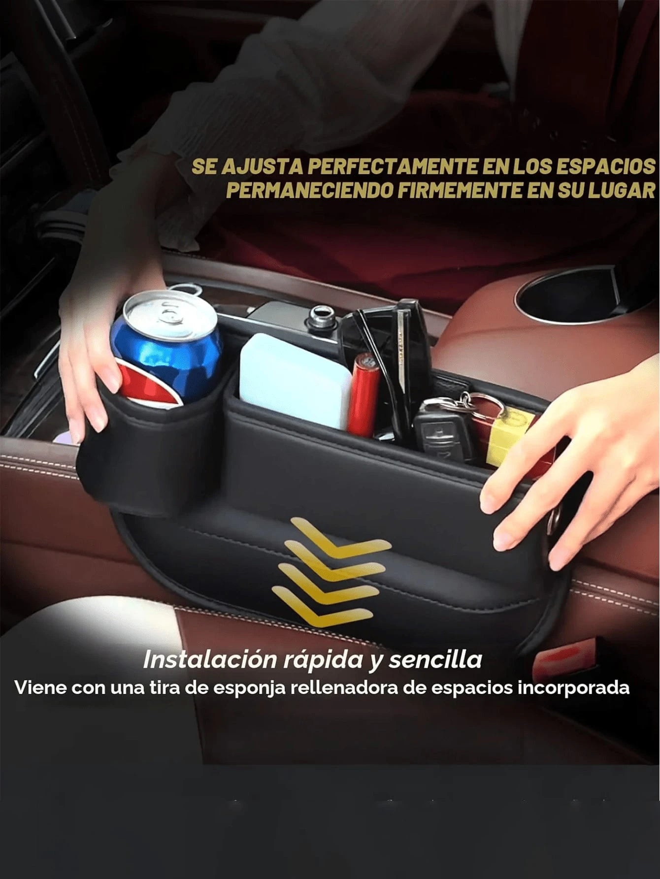 Car Seat Anti-Drop Storage Box, Premium Leather Center Console Organizer, Convenient Access For Phone/Keys, Universal Fit For Cars, SUVs, Trucks, Multi-Functional Essential Storage Box