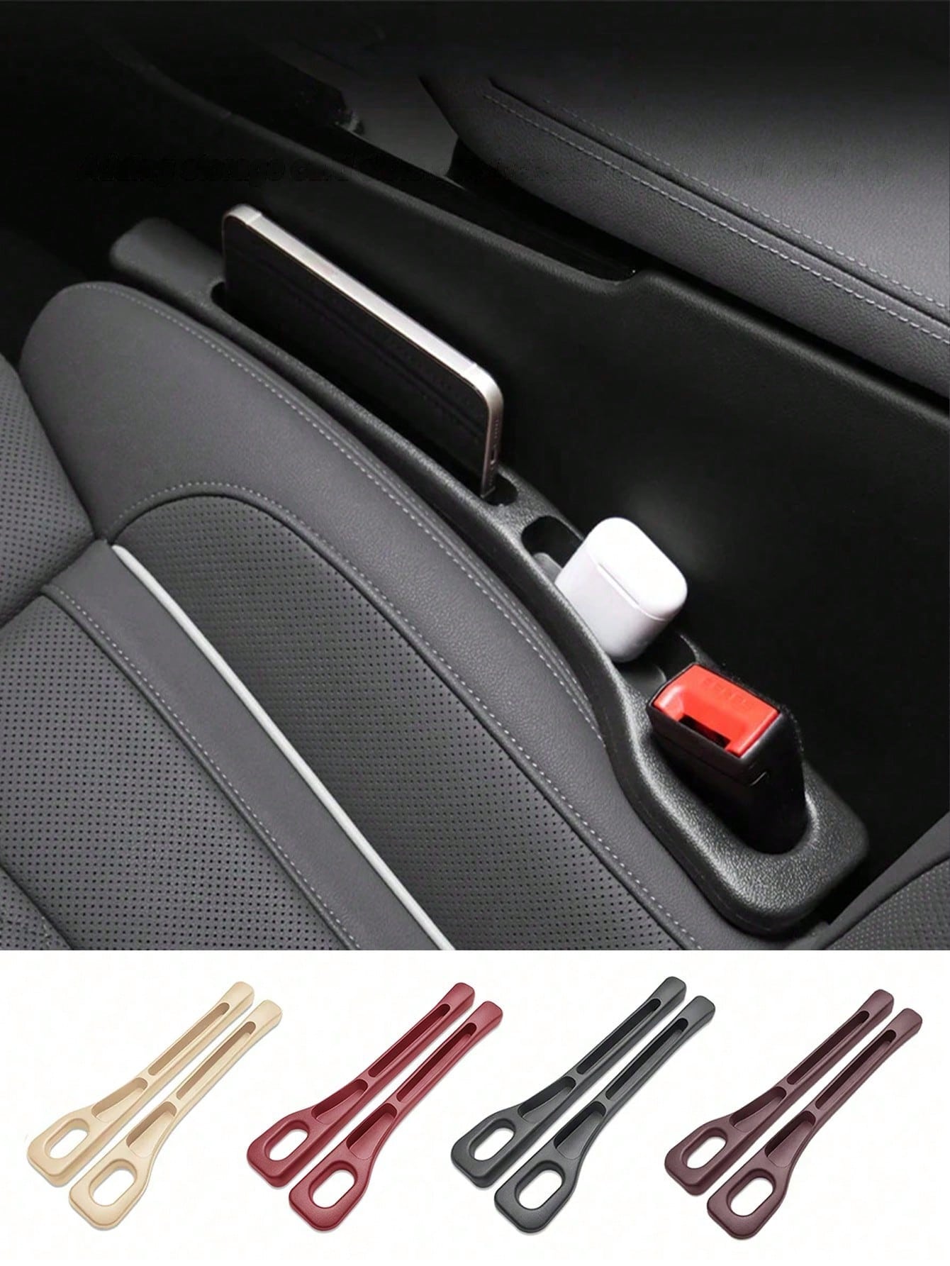 Car Seat Gap Filler Accessories, Designed For Vehicles With Seat Gaps, Includes 2 Storage Compartments, Universal Size, Prevents Items From Falling, Suitable For Seat Gaps Between 1.2 To 2.2 Inches, C