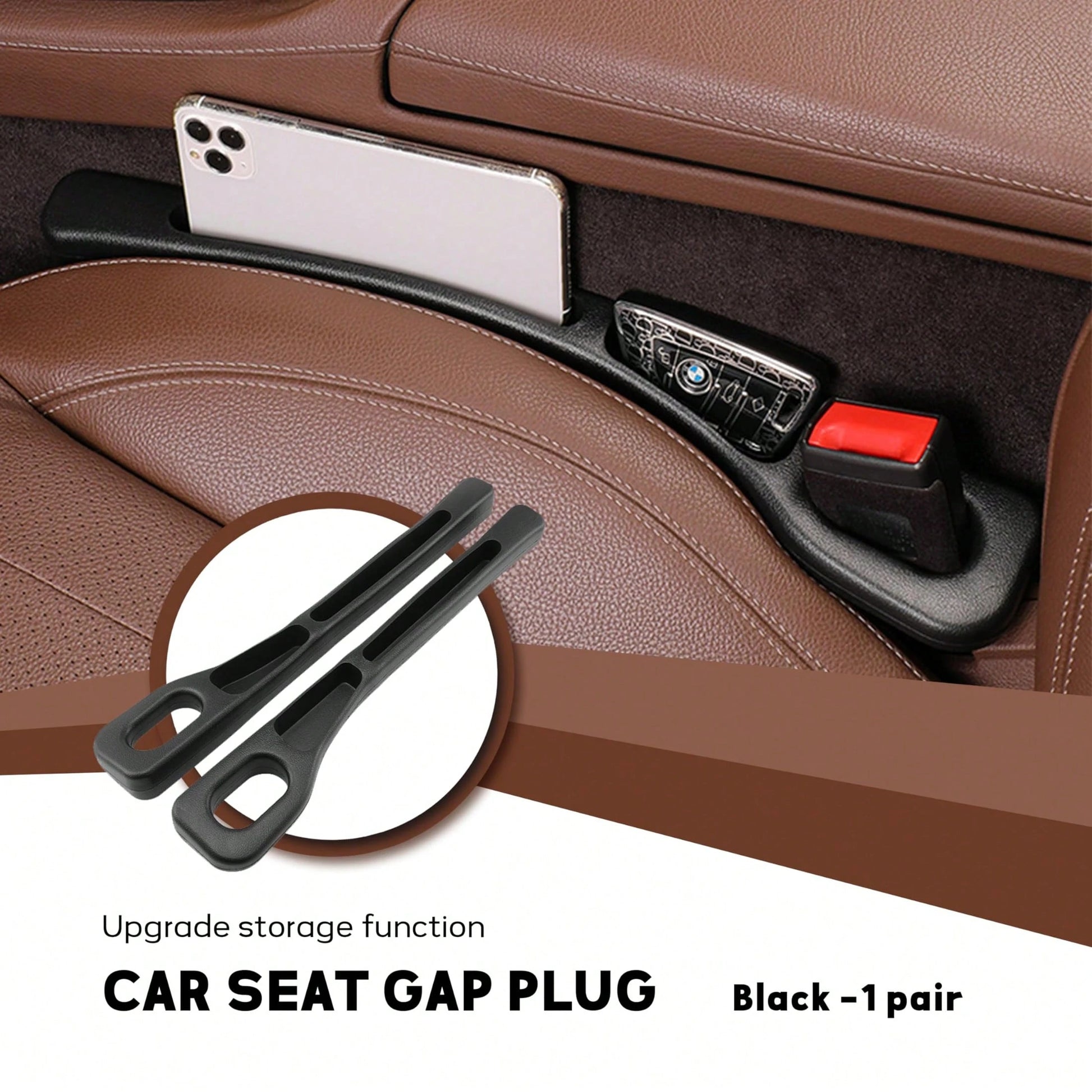 Car Seat Gap Filler Accessories, Designed For Vehicles With Seat Gaps, Includes 2 Storage Compartments, Universal Size, Prevents Items From Falling, Suitable For Seat Gaps Between 1.2 To 2.2 Inches, C