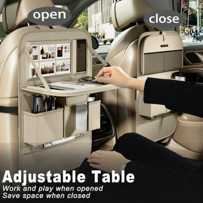 Car Seat Organizers, Multi-Functional Back Seat Protectors, Storage Pouches, And Tray Holders For Cars,,Seat Back And Rear Seats (Plain Beige, 1 Pcs)