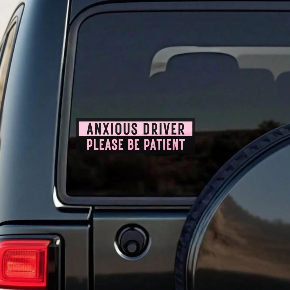 Car Stickers And Decals, Automotive Decals, Suitable For Rear Windshield, Fuel Tank Cap, And Car Doors, Anxious Driver Please Be Patient, Car Accessories Window Decals Vinyl