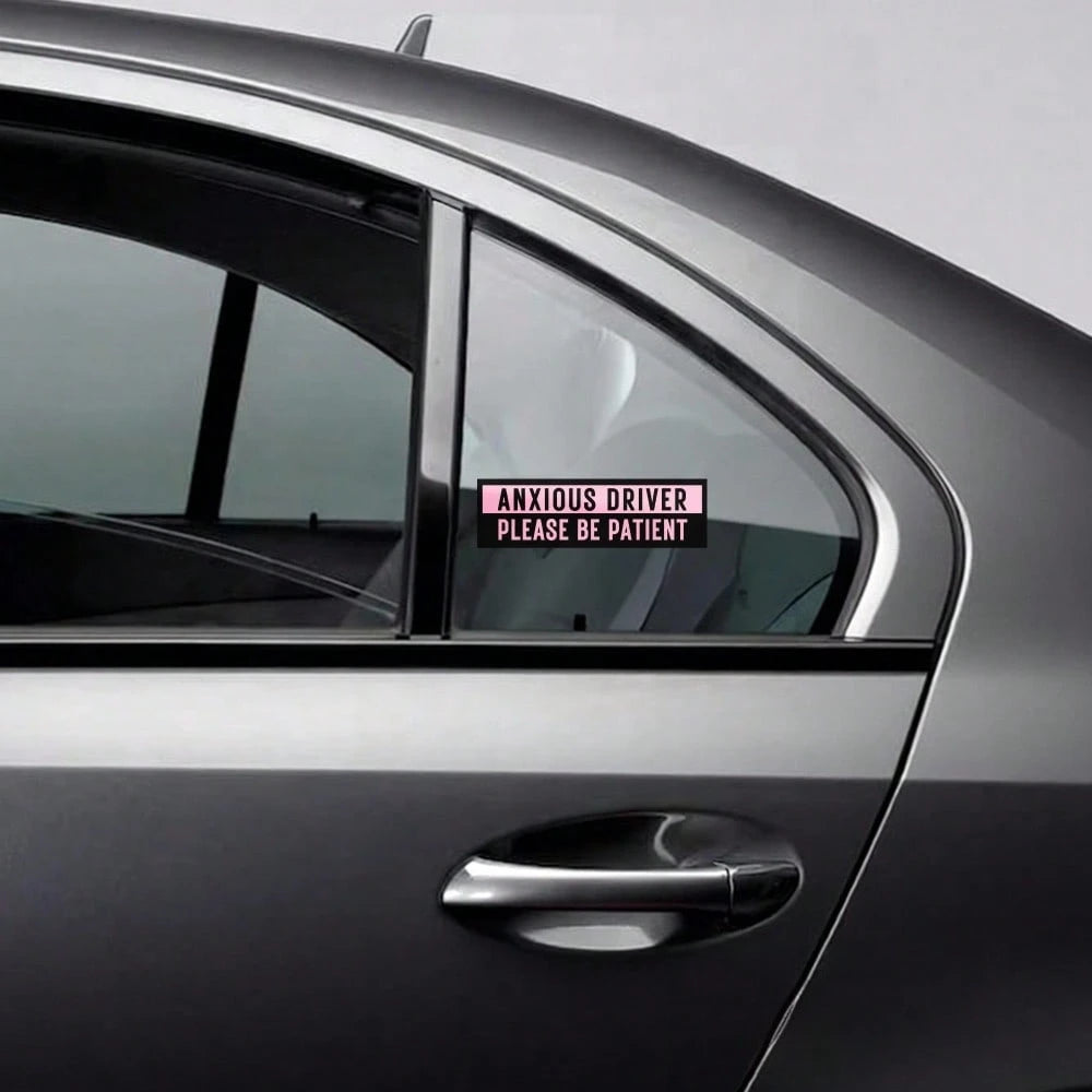 Car Stickers And Decals, Automotive Decals, Suitable For Rear Windshield, Fuel Tank Cap, And Car Doors, Anxious Driver Please Be Patient, Car Accessories Window Decals Vinyl