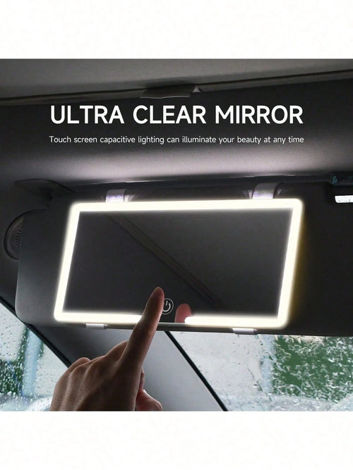 Car Sun Visor LED Vanity Mirror,Intelligent Touch LED Car Makeup Mirror- 3 Light Modes & 60 LEDs- Rechargeable & Dimmable Touch Control- Perfect For On-The-Go Makeup, Universal Car Interior Accesso