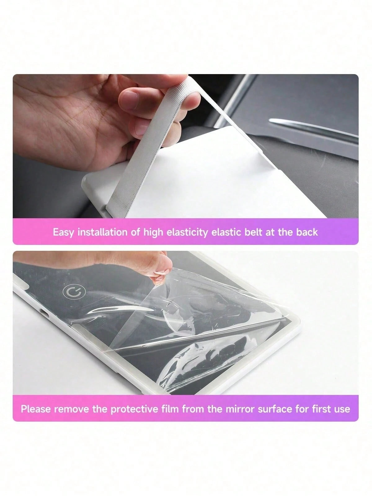 Car Sun Visor LED Vanity Mirror,Intelligent Touch LED Car Makeup Mirror- 3 Light Modes & 60 LEDs- Rechargeable & Dimmable Touch Control- Perfect For On-The-Go Makeup, Universal Car Interior Accesso