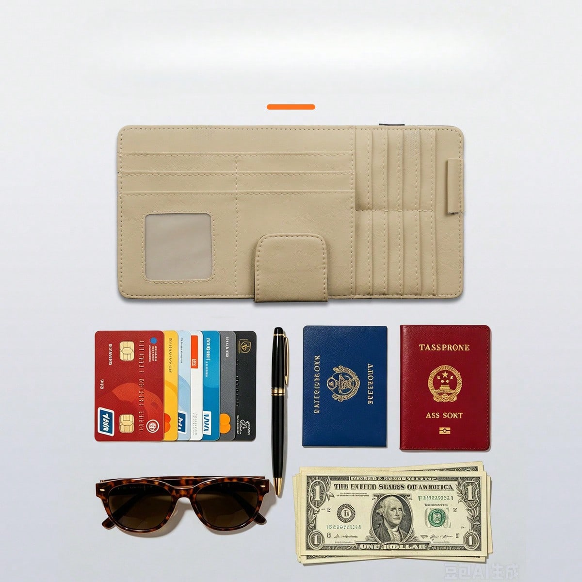 Car Sun Visor Storage Bag, Multifunctional Leather Card Holder, Glasses Holder, Ticket Holder, Car Storage Box, Card Pouch