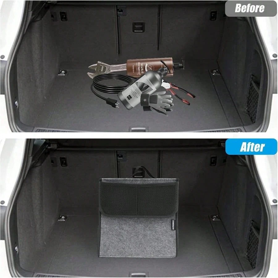 Car Trunk Organizer, Soft Felt Car Bag Organizer 12x7x12 Inch Folding, CRV RAV4 SUV/Truck/SedanGray