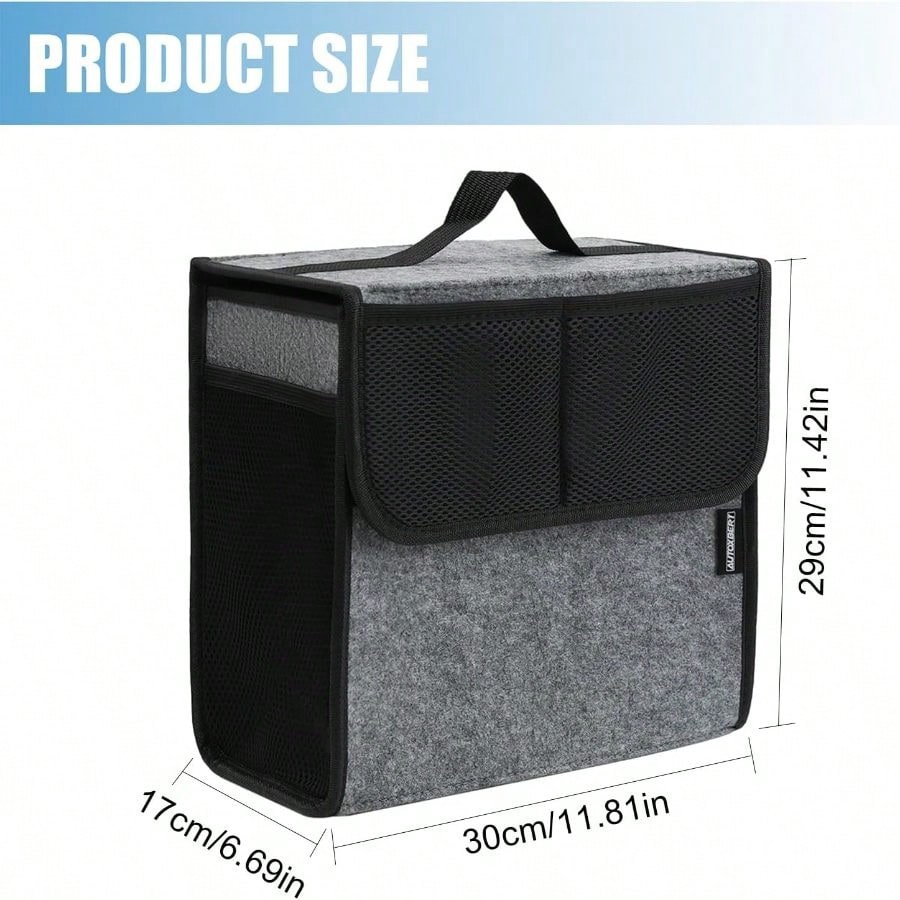 Car Trunk Organizer, Soft Felt Car Bag Organizer 12x7x12 Inch Folding, CRV RAV4 SUV/Truck/SedanGray