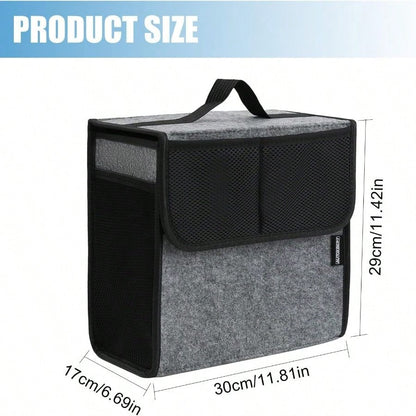 Car Trunk Organizer, Soft Felt Car Bag Organizer 12x7x12 Inch Folding, CRV RAV4 SUV/Truck/SedanGray