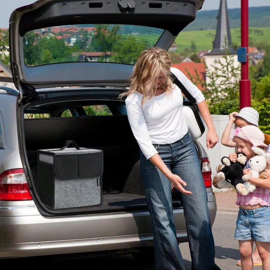 Car Trunk Organizer, Soft Felt Car Bag Organizer 12x7x12 Inch Folding, CRV RAV4 SUV/Truck/SedanGray