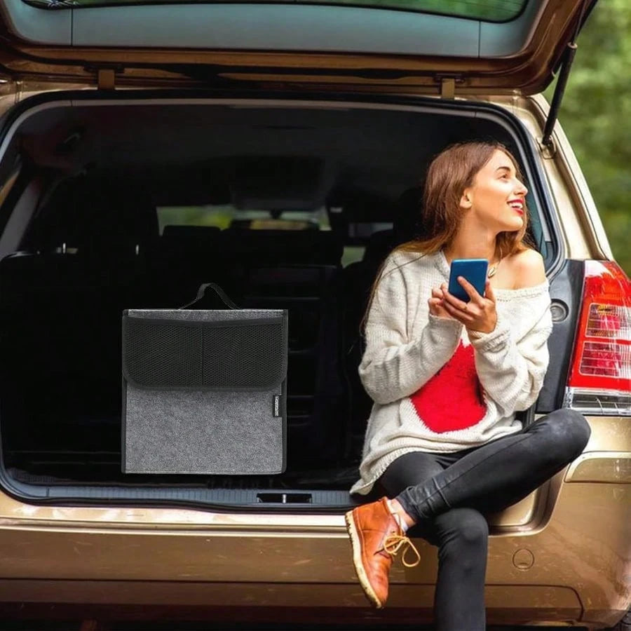 Car Trunk Organizer, Soft Felt Car Bag Organizer 12x7x12 Inch Folding, CRV RAV4 SUV/Truck/SedanGray