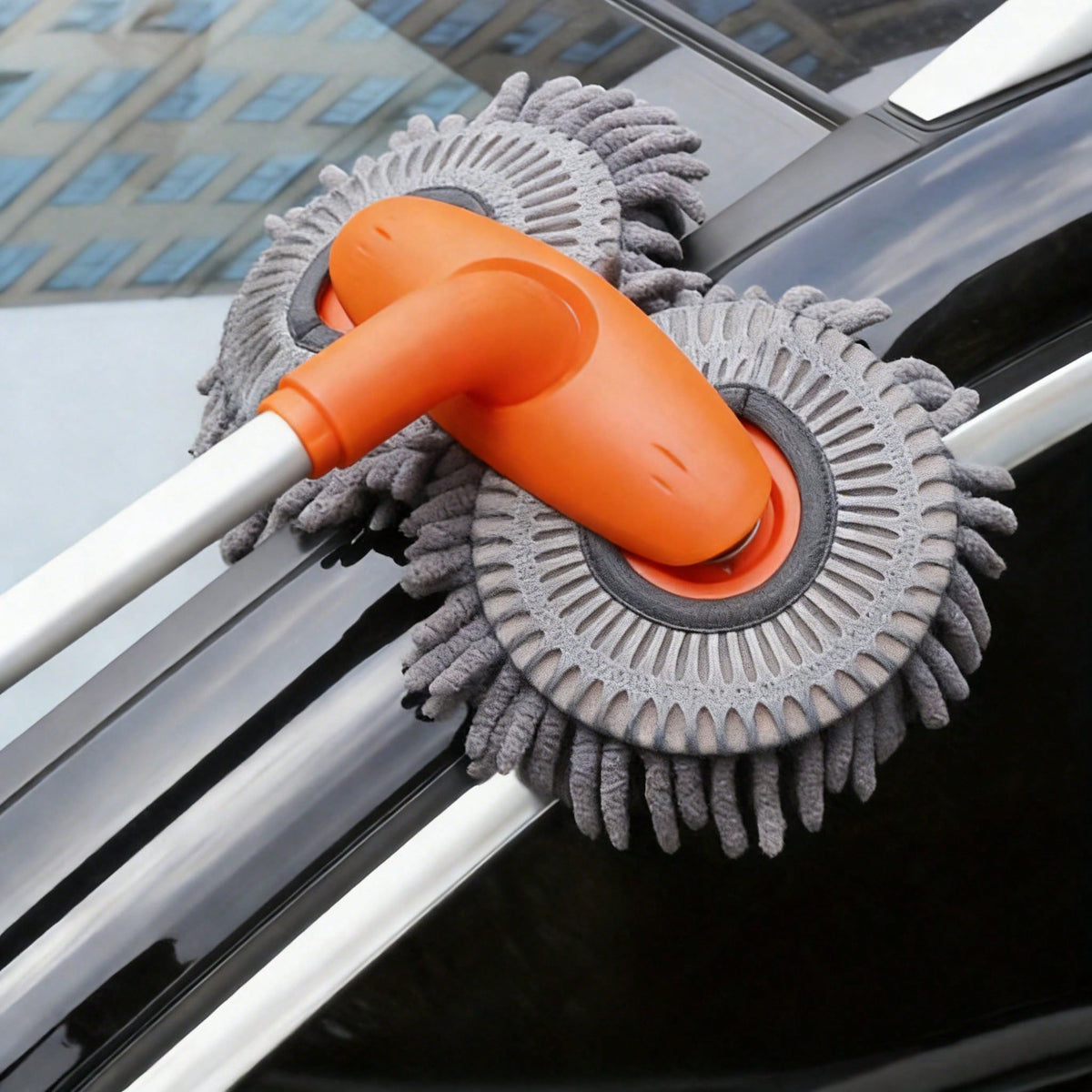 Car Wash Mop WithRetractable Long Handle Double Head Car Wash Mop 360° Rotating Car Washing Brush Microfiber Windshield Cleaning Brush Caravan Accessories For Car Window Cleaning