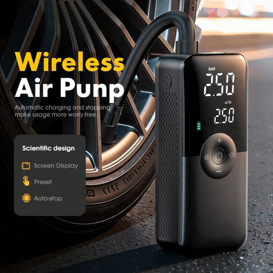 Carsun Portable Tire Inflator, 150 PSI Wireless Mini Air Compressor, Comes With A Storage Case, SOS Red Light, Digital Pressure Gauge With Auto-Stop, Fast Inflation With LED Light, Suitable For Car Ti