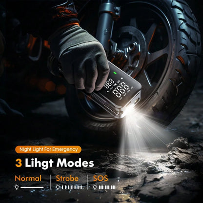 Carsun Portable Tire Inflator, 150 PSI Wireless Mini Air Compressor, Comes With A Storage Case, SOS Red Light, Digital Pressure Gauge With Auto-Stop, Fast Inflation With LED Light, Suitable For Car Ti