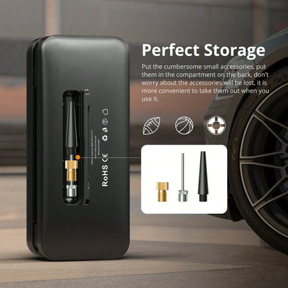 Carsun Portable Tire Inflator, 150 PSI Wireless Mini Air Compressor, Comes With A Storage Case, SOS Red Light, Digital Pressure Gauge With Auto-Stop, Fast Inflation With LED Light, Suitable For Car Ti