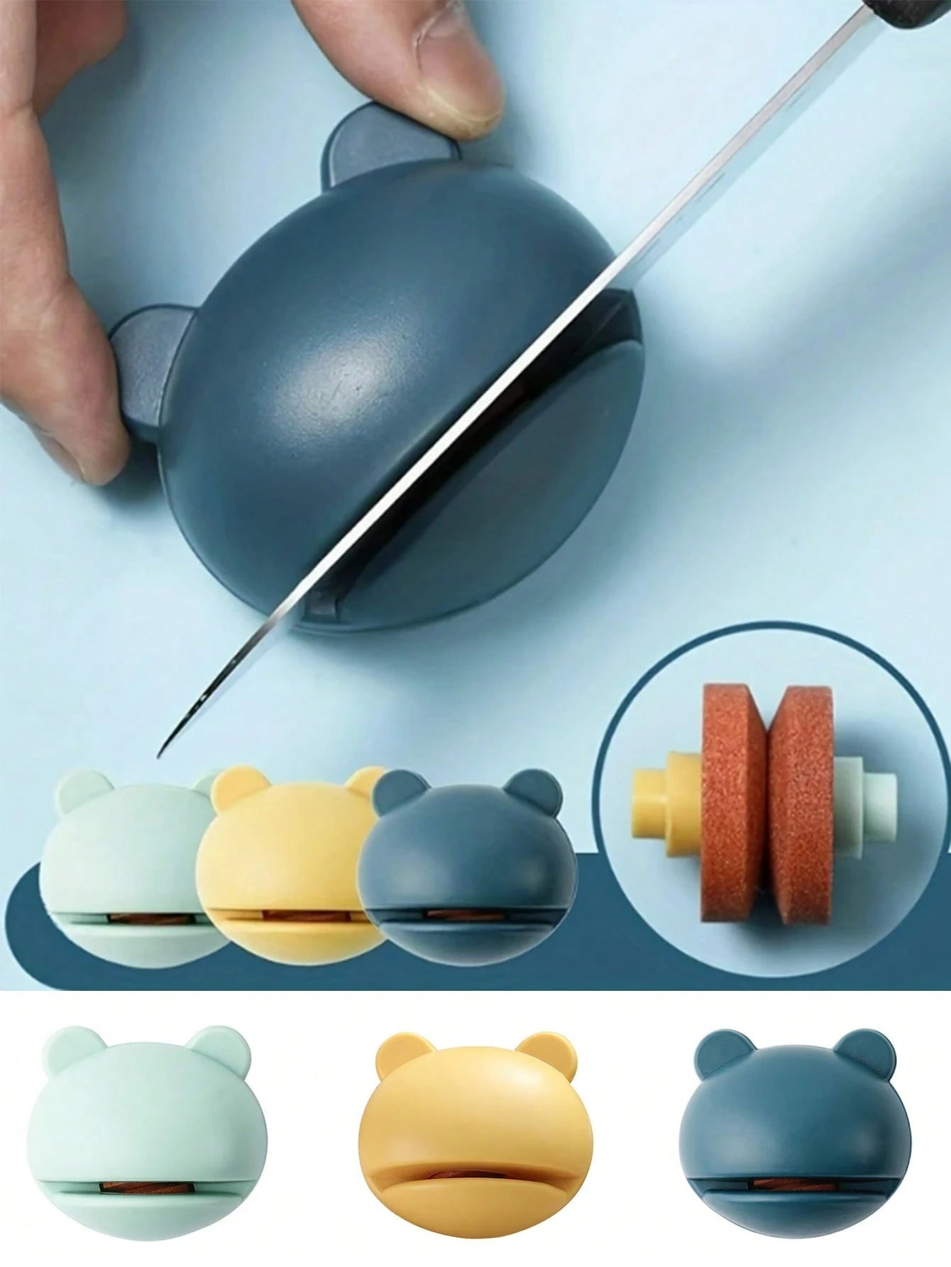Cartoon Frog Sharpening Stone, Quick Kitchen Knife Sharpener, Knife & Scissor Sharpening Tool, Handy Kitchen Tool. Manual Tool, Convenient And Practical. Restores Dull Blades To Sharp, Kitchen Tool, K