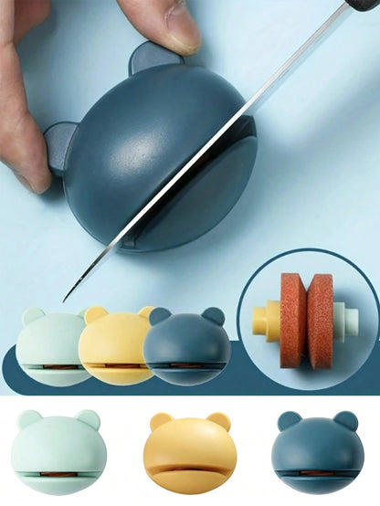 Cartoon Frog Sharpening Stone, Quick Kitchen Knife Sharpener, Knife & Scissor Sharpening Tool, Handy Kitchen Tool. Manual Tool, Convenient And Practical. Restores Dull Blades To Sharp, Kitchen Tool, K