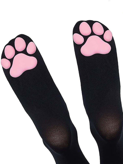 Cartoon Paw Design Over Knee Socks, Cozy