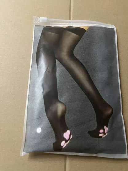 Cartoon Paw Design Over Knee Socks, Cozy