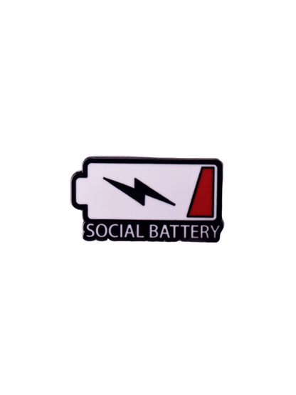 Cartoon Punk Battery Enamel Pin SOCIAL BATTERY Custom Decorative Brooches Ornaments Lapel Bag Badges Jewelry Gifts Pin Pin For Clothes Bag Charm School Kpop Backpack Teacher Supplies Bag Charms Cute O