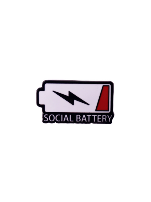 Cartoon Punk Battery Enamel Pin SOCIAL BATTERY Custom Decorative Brooches Ornaments Lapel Bag Badges Jewelry Gifts Pin Pin For Clothes Bag Charm School Kpop Backpack Teacher Supplies Bag Charms Cute O