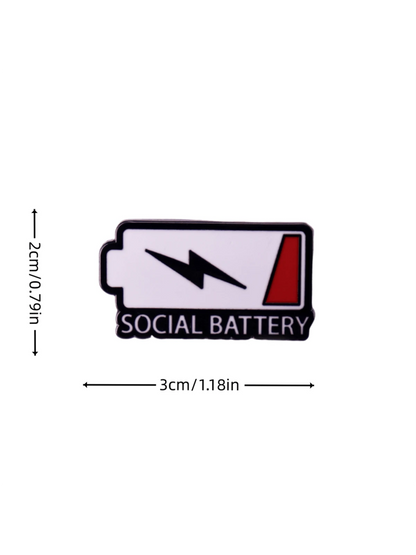 Cartoon Punk Battery Enamel Pin SOCIAL BATTERY Custom Decorative Brooches Ornaments Lapel Bag Badges Jewelry Gifts Pin Pin For Clothes Bag Charm School Kpop Backpack Teacher Supplies Bag Charms Cute O