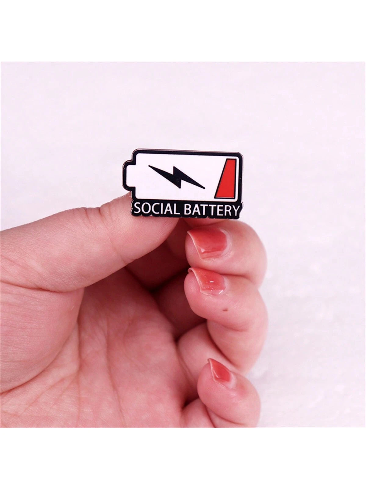 Cartoon Punk Battery Enamel Pin SOCIAL BATTERY Custom Decorative Brooches Ornaments Lapel Bag Badges Jewelry Gifts Pin Pin For Clothes Bag Charm School Kpop Backpack Teacher Supplies Bag Charms Cute O