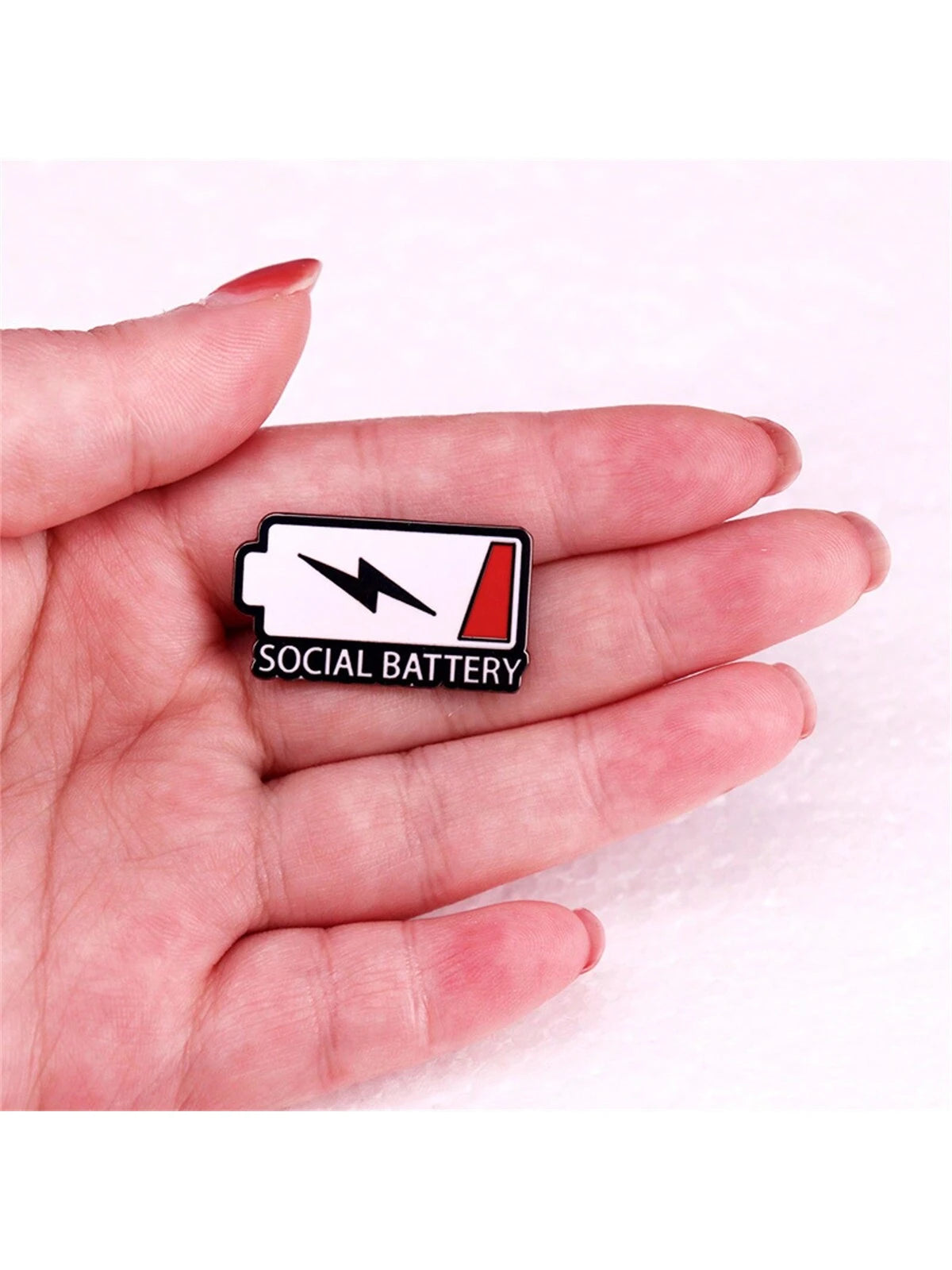 Cartoon Punk Battery Enamel Pin SOCIAL BATTERY Custom Decorative Brooches Ornaments Lapel Bag Badges Jewelry Gifts Pin Pin For Clothes Bag Charm School Kpop Backpack Teacher Supplies Bag Charms Cute O