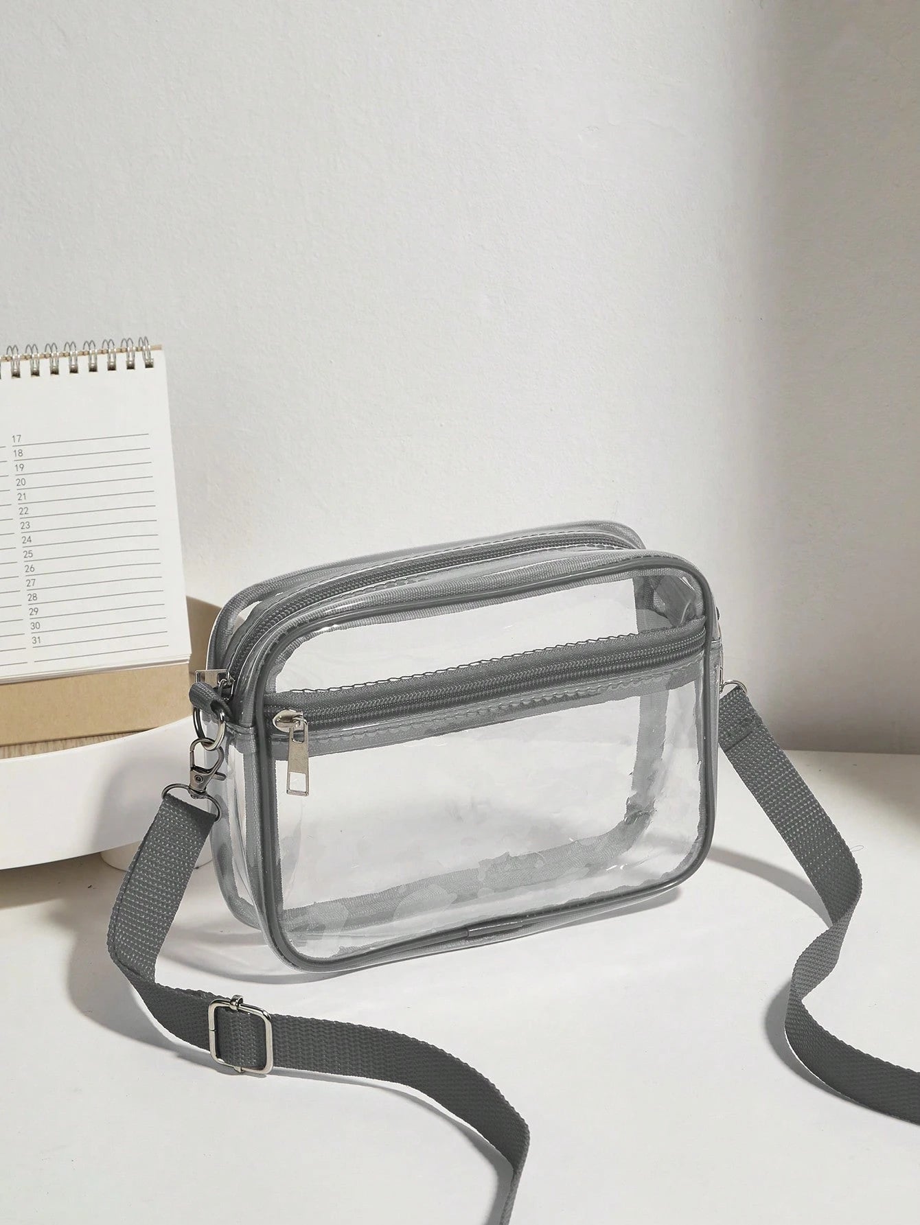 Casual Transparent Crossbody Bag, Minimalist Fashion PVC Zipper Shoulder Bag With Adjustable Strap, Jelly Bag