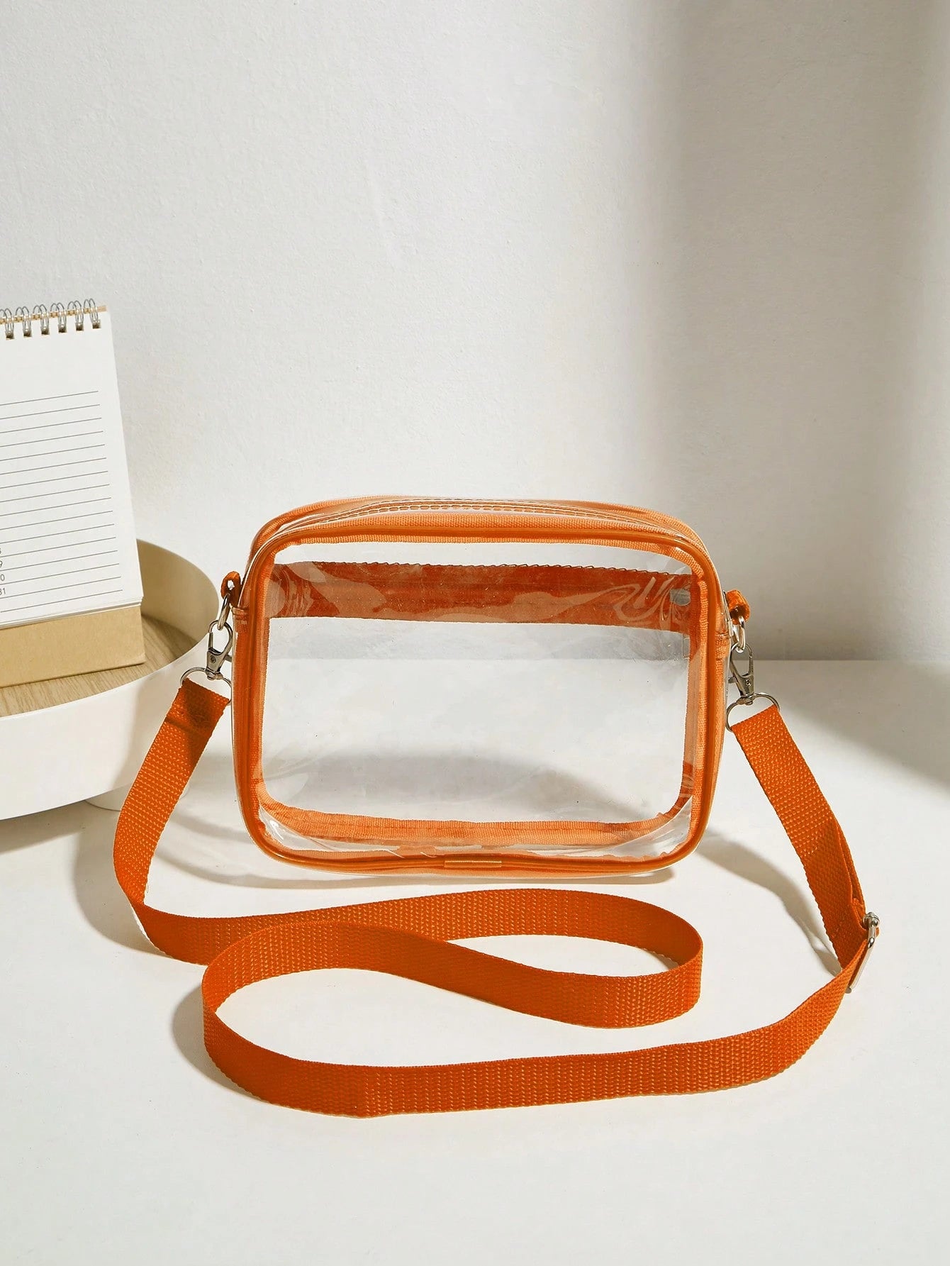 Casual Transparent Crossbody Bag, Minimalist Fashion PVC Zipper Shoulder Bag With Adjustable Strap, Jelly Bag