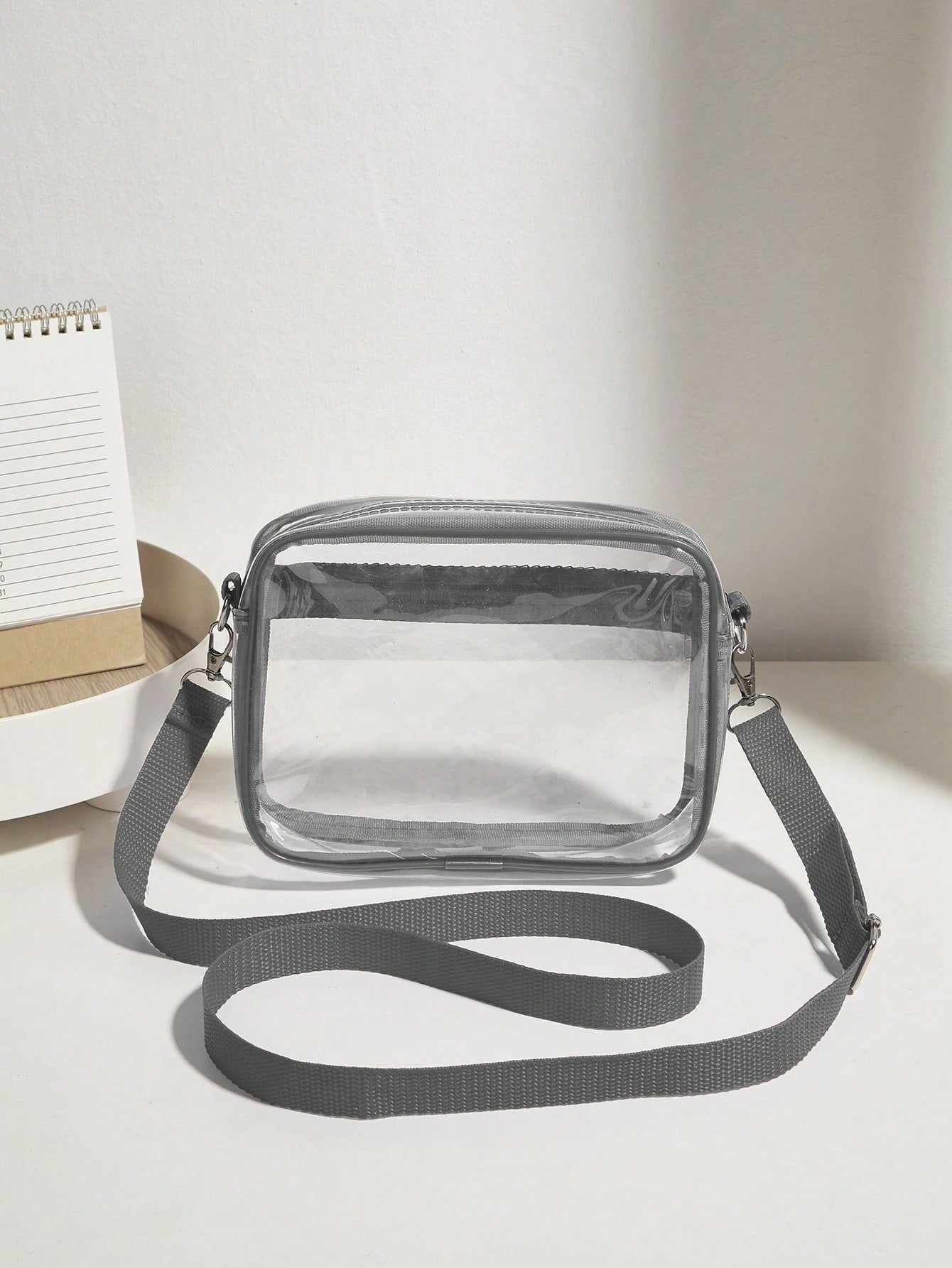 Casual Transparent Crossbody Bag, Minimalist Fashion PVC Zipper Shoulder Bag With Adjustable Strap, Jelly Bag