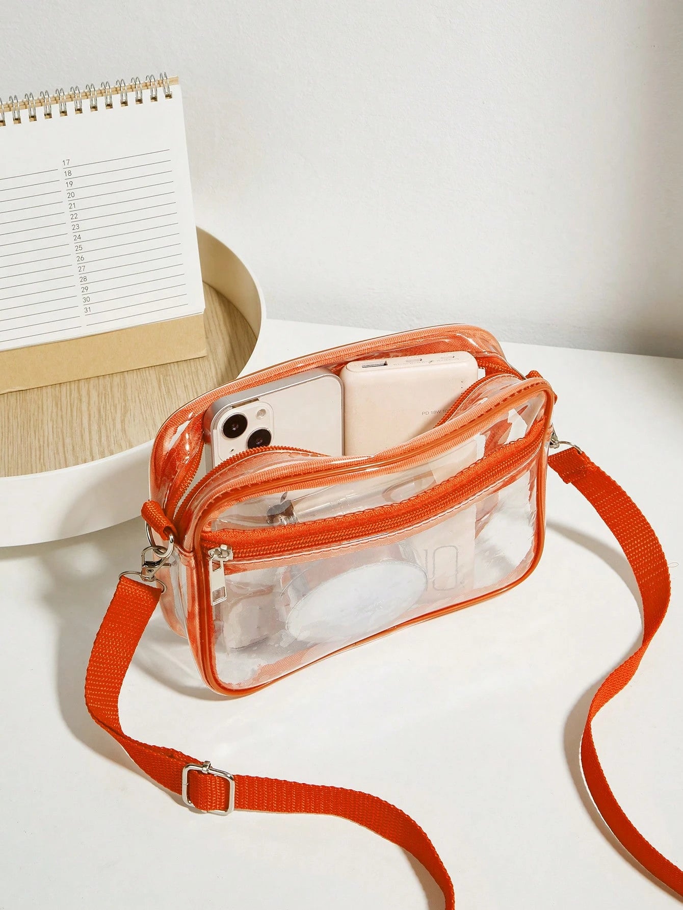 Casual Transparent Crossbody Bag, Minimalist Fashion PVC Zipper Shoulder Bag With Adjustable Strap, Jelly Bag