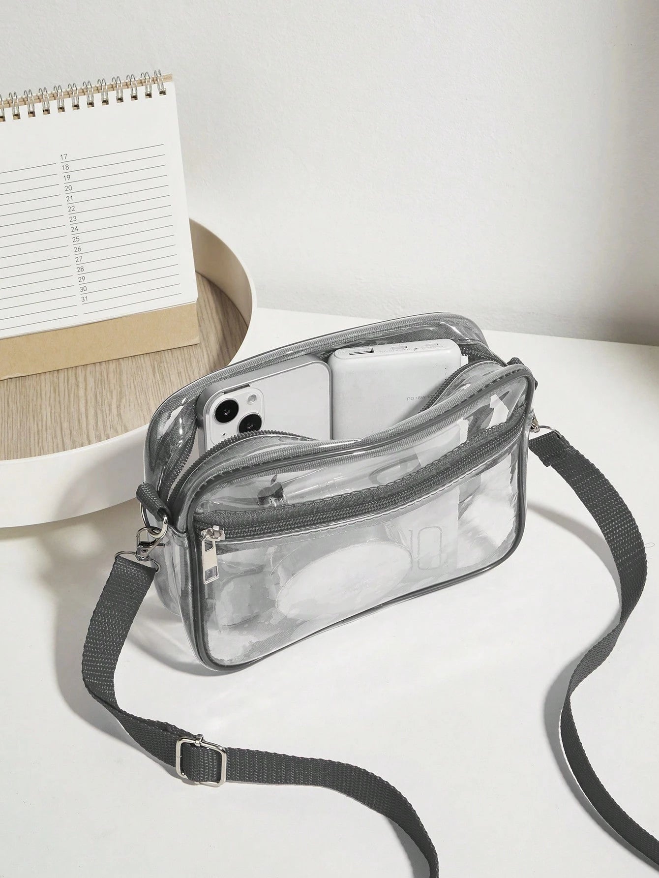 Casual Transparent Crossbody Bag, Minimalist Fashion PVC Zipper Shoulder Bag With Adjustable Strap, Jelly Bag