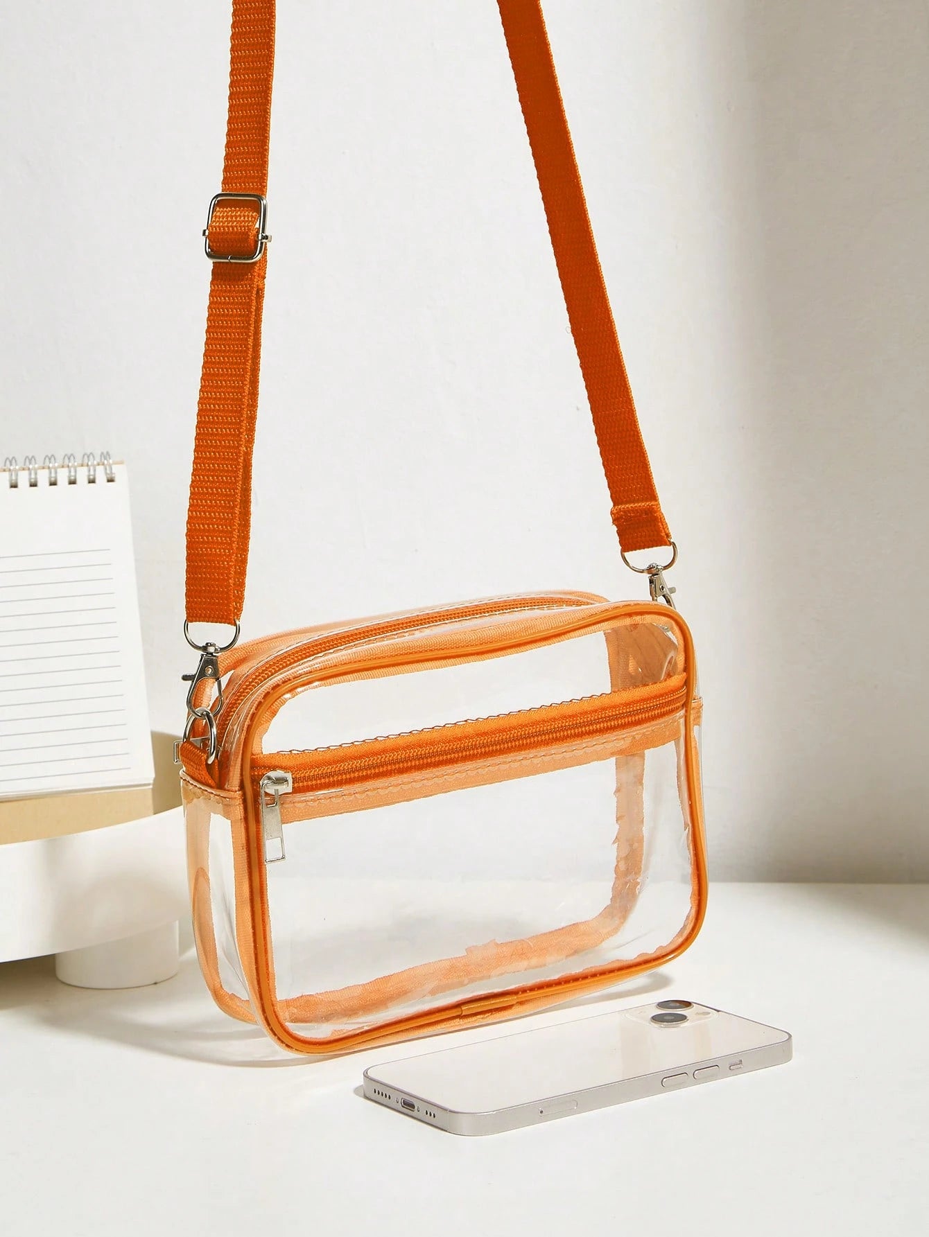 Casual Transparent Crossbody Bag, Minimalist Fashion PVC Zipper Shoulder Bag With Adjustable Strap, Jelly Bag