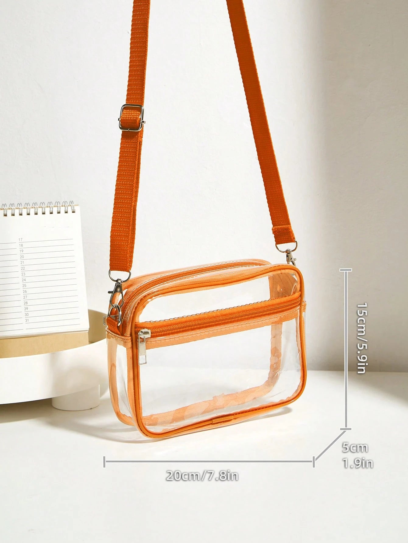 Casual Transparent Crossbody Bag, Minimalist Fashion PVC Zipper Shoulder Bag With Adjustable Strap, Jelly Bag