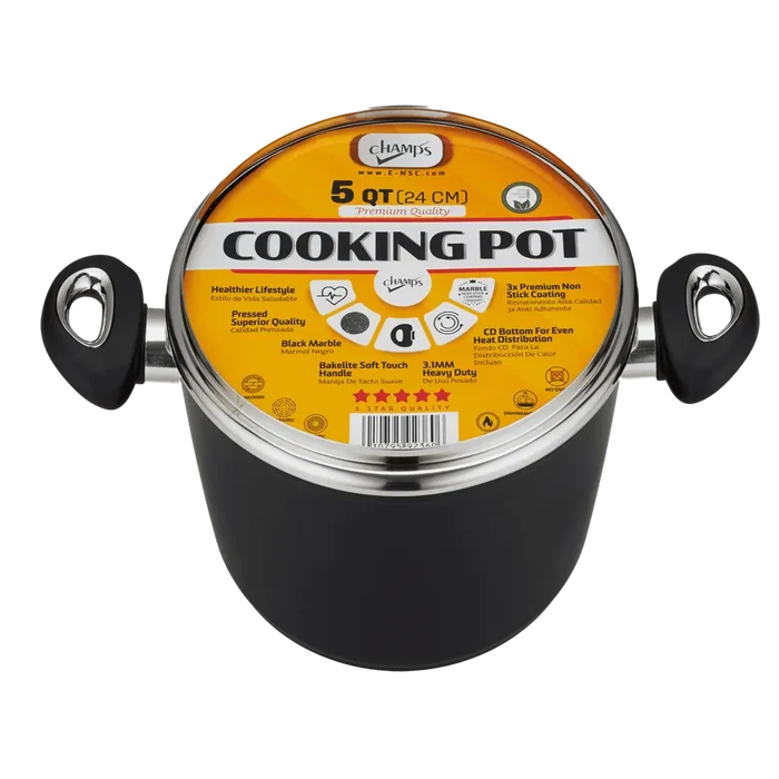 Wholesale Champs Black Pot with Glass Lid 5 qt - Mexmax INC