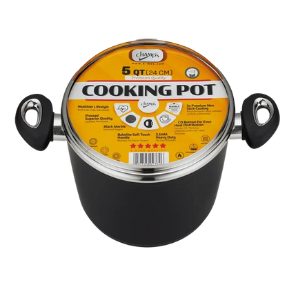 Wholesale Champs Black Pot with Glass Lid 5 qt - Mexmax INC