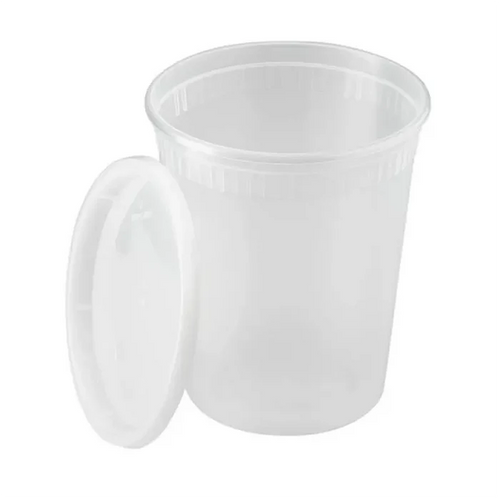 Champs Clear Heavy Duty Deli Cont.& Lid Combo Microwavable 250 Sets - 32 oz