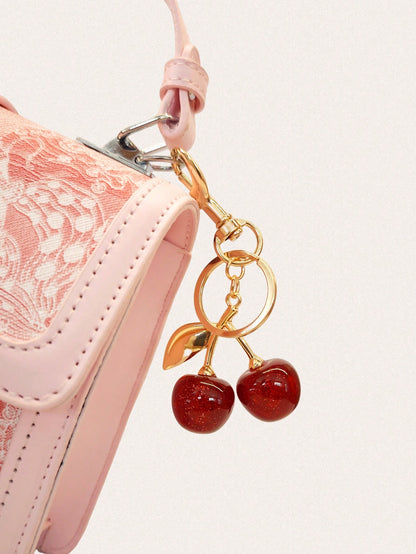 Cherry Pendant, New Arrival Big Cherry Shaped Crystal Pendant, Keychain Pendant,Glitter Cherry Charm Keychain With Clip For Bag, Sparkling Resin