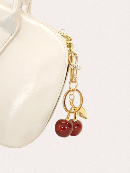 Cherry Pendant, New Arrival Big Cherry Shaped Crystal Pendant, Keychain Pendant,Glitter Cherry Charm Keychain With Clip For Bag, Sparkling Resin