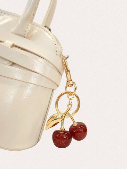 Cherry Pendant, New Arrival Big Cherry Shaped Crystal Pendant, Keychain Pendant,Glitter Cherry Charm Keychain With Clip For Bag, Sparkling Resin